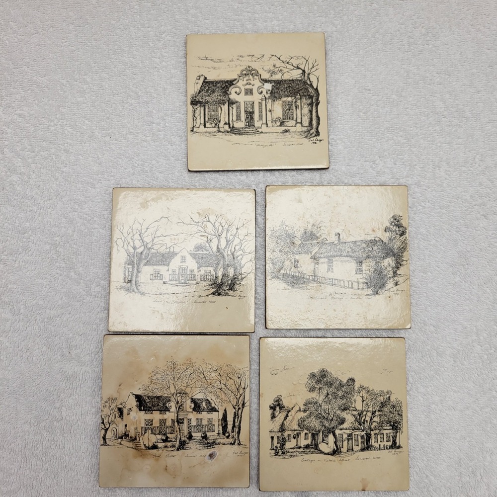 Cottages of Somerset W Africa lot of 5 coasters‎